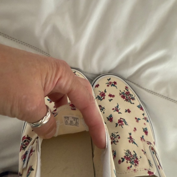 Vans Cream and Red Slip-On Sneakers - Picture 6 of 6